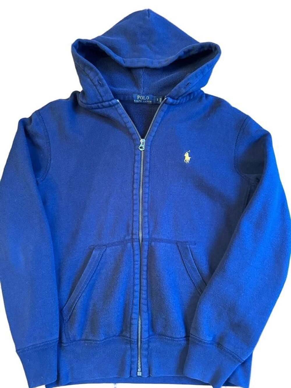Polo Ralph Lauren Full-Zip Hoodie Blue with Yellow Pony Logo Size S h1394